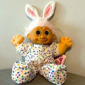 Russ Berrie & Co Easter Bunny Troll Doll Rabbit Polka Dot 90s Collectible NWT